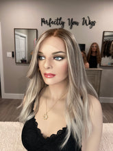 Load image into Gallery viewer, Veronica 19” length,side bang added, small handtied stretch cap with premium Brazilian texture hair
