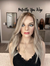 Load image into Gallery viewer, Veronica 19” length,side bang added, small handtied stretch cap with premium Brazilian texture hair
